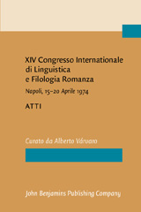 eBook, XIV Congresso Internationale di Linguistica e Filologia Romanza, John Benjamins Publishing Company