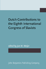 E-book, Dutch Contributions to the Eighth International Congress of Slavists, Zagreb, Ljubljana, September 3-9, 1978, John Benjamins Publishing Company