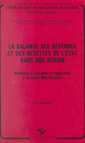 eBook, La balance des dépenses et des recettes de l'État dans une région : Méthodes d'évaluation et application à la région Midi-Pyrénées, CNRS Éditions (réédition numérique FeniXX)