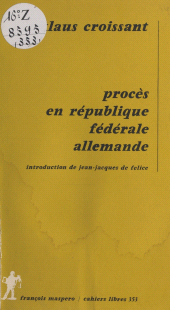 eBook, Procès en République fédérale d'Allemagne, La Découverte (réédition numérique FeniXX)