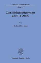E-book, Zum Einheitstätersystem des 14 OWiG., Schumann, Heribert, Duncker & Humblot