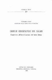 E-book, Omelie origeniane sui salmi : contributo all'identificazione del testo latino, Peri, Vittorio, Biblioteca apostolica vaticana