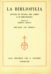 Fascicolo, La bibliofilia : rivista di storia del libro e di bibliografia : LXXXII, 3, 1980, L.S. Olschki