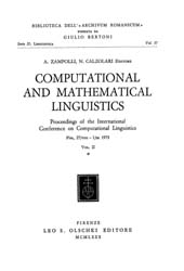 E-book, Computational and mathematical linguistics : Proceedings of the International Conference on Computational Linguistics : Pisa, 27/viii - 1/ix 1973 : vol. II, L.S. Olschki