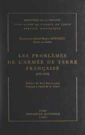 E-book, Les problèmes de l'armée de Terre française : 1935-1939, Service historique de la Défense (réédition numérique FeniXX)