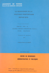 E-book, La régression de la politique pénitentiaire depuis 1975 : Mémoire présenté pour le diplôme d'études approfondies d'études politiques (DEA), FeniXX