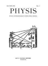 Issue, Physis : rivista internazionale di storia della scienza : XXIII, 3, 1981, L.S. Olschki