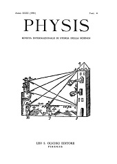 Issue, Physis : rivista internazionale di storia della scienza : XXIII, 4, 1981, L.S. Olschki