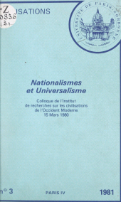 E-book, Nationalismes et universalisme : Colloque de l'Institut de recherche sur les civilisations de l'Occident moderne, 15 mars 1980, FeniXX