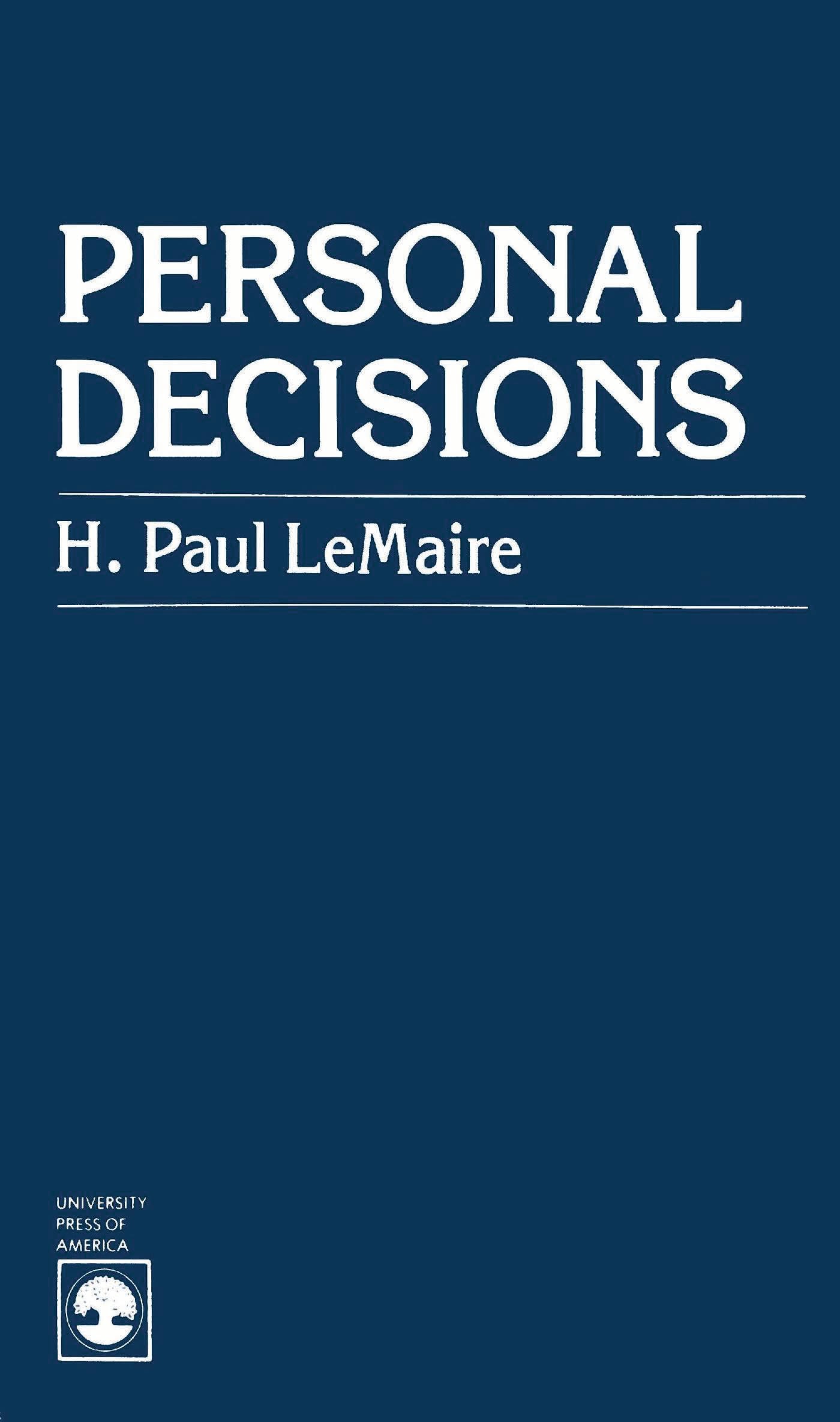 E-book, Personal Decisions, University Press of America