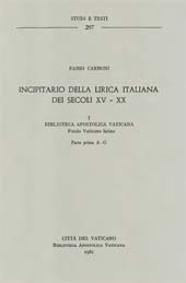 E-book, Incipitario della lirica italiana dei secoli XV-XX, Biblioteca apostolica vaticana