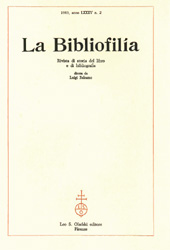 Issue, La bibliofilia : rivista di storia del libro e di bibliografia : LXXXV, 2, 1983, L.S. Olschki