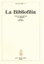Issue, La bibliofilia : rivista di storia del libro e di bibliografia : LXXXV, 3, 1983, L.S. Olschki