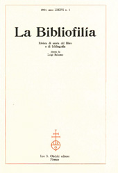 Fascicule, La bibliofilia : rivista di storia del libro e di bibliografia : LXXXVI, 1, 1984, L.S. Olschki