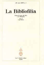 Heft, La bibliofilia : rivista di storia del libro e di bibliografia : LXXXVI, 3, 1984, L.S. Olschki