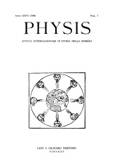 Fascículo, Physis : rivista internazionale di storia della scienza : XXVI, 1, 1984, L.S. Olschki