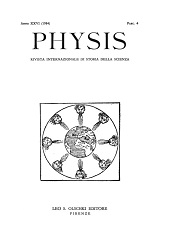 Issue, Physis : rivista internazionale di storia della scienza : XXVI, 4, 1984, L.S. Olschki