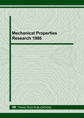 eBook, Mechanical Properties Research 1986 I, Trans Tech Publications Ltd