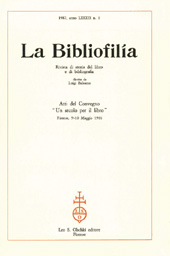 Issue, La bibliofilia : rivista di storia del libro e di bibliografia : LXXXIX, 1, 1987, L.S. Olschki