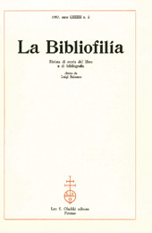 Fascicolo, La bibliofilia : rivista di storia del libro e di bibliografia : LXXXIX, 2, 1987, L.S. Olschki