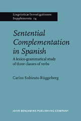 E-book, Sentential Complementation in Spanish, Subirats, Carlos, John Benjamins Publishing Company