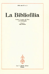 Fascicolo, La bibliofilia : rivista di storia del libro e di bibliografia : XC, 2, 1988, L.S. Olschki
