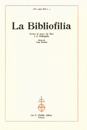 Issue, La bibliofilia : rivista di storia del libro e di bibliografia : XCI, 1, 1989, L.S. Olschki