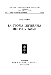 E-book, La teoria letteraria dei provenzali, Landoni, Elena, L.S. Olschki
