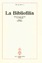 Issue, La bibliofilia : rivista di storia del libro e di bibliografia : XCII, 3, 1990, L.S. Olschki
