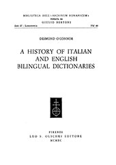 eBook, A history of Italian and English bilingual dictionaries, O'Connor, Desmond, L.S. Olschki