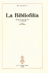 Issue, La bibliofilia : rivista di storia del libro e di bibliografia : XCIII, 3, 1991, L.S. Olschki
