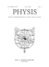 Issue, Physis : rivista internazionale di storia della scienza : XXVIII, 2, 1991, L.S. Olschki