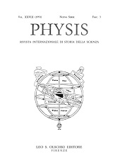 Heft, Physis : rivista internazionale di storia della scienza : XXVIII, 3, 1991, L.S. Olschki