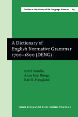 E-book, A Dictionary of English Normative Grammar 1700-1800 (DENG), John Benjamins Publishing Company