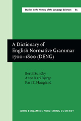 E-book, A Dictionary of English Normative Grammar 1700-1800 (DENG), Sundby, Bertil, John Benjamins Publishing Company