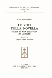 E-book, Le voci della novella : storia di una scrittura da ascolto, Baldissone, Giusi, 1948-, L.S. Olschki