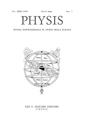 Issue, Physis : rivista internazionale di storia della scienza : XIX, 3, 1992, L.S. Olschki