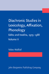 E-book, Diachronic Studies in Lexicology, Affixation, Phonology, John Benjamins Publishing Company
