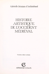 E-book, Histoire artistique de l'Occident médiéval, Armand Colin (réédition numérique FeniXX)