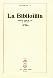Fascicule, La bibliofilia : rivista di storia del libro e di bibliografia : XCV, 1, 1993, L.S. Olschki