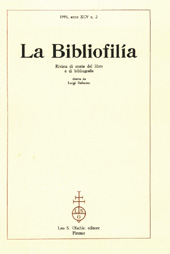 Fascicolo, La bibliofilia : rivista di storia del libro e di bibliografia : XCV, 2, 1993, L.S. Olschki