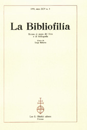 Issue, La bibliofilia : rivista di storia del libro e di bibliografia : XCV, 3, 1993, L.S. Olschki