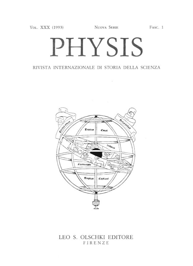Heft, Physis : rivista internazionale di storia della scienza : XXX, 1, 1993, L.S. Olschki