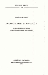 E-book, I codici latini di Niccolò V : edizione degli inventari e identificazione dei manoscritti, Biblioteca apostolica vaticana