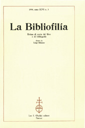 Fascicolo, La bibliofilia : rivista di storia del libro e di bibliografia : XCVI, 3, 1994, L.S. Olschki