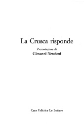 eBook, La Crusca risponde, Le Lettere