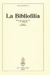 Issue, La bibliofilia : rivista di storia del libro e di bibliografia : XCVII, 1, 1995, L.S. Olschki