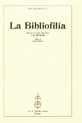 Fascicolo, La bibliofilia : rivista di storia del libro e di bibliografia : XCVII, 3, 1995, L.S. Olschki