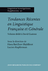 eBook, Tendances Recentes en Linguistique Francaise et Generale, John Benjamins Publishing Company