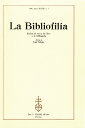 Issue, La bibliofilia : rivista di storia del libro e di bibliografia : XCVIII, 3, 1996, L.S. Olschki